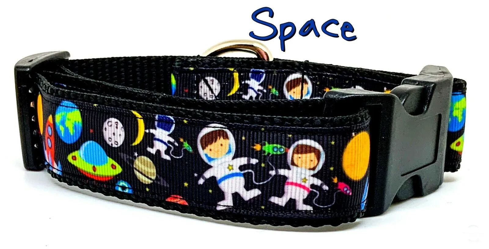 Space dog collar handmade adjustable buckle collar 1"wide or leash Petcollarshandmade