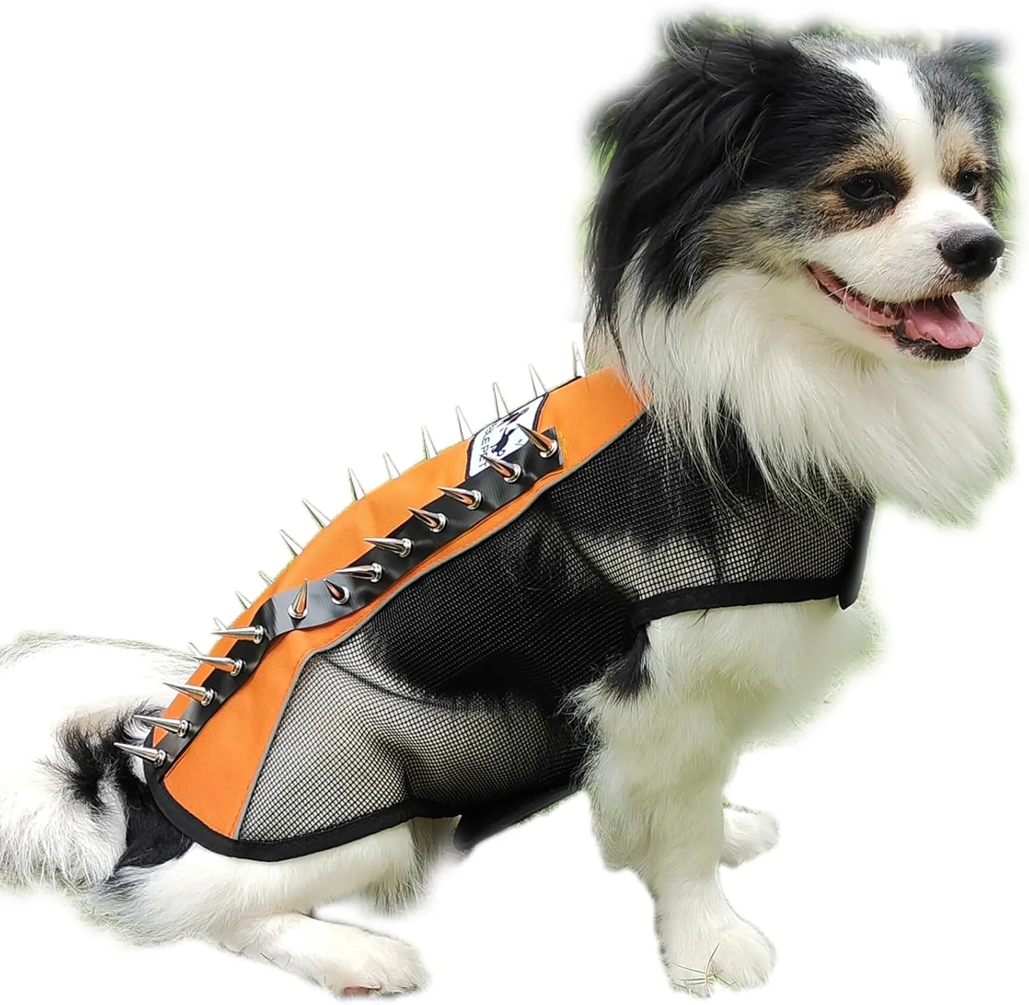 Spike Mesh Dog Harness - Summer Reflective Jacket with Spikes, Waterproof Coat for Small to Large Dogs - Orange