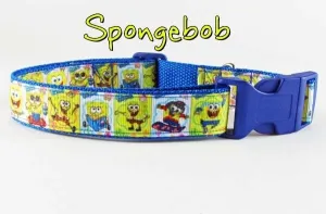 Spongebob dog collar handmade adjustable buckle collar 1" wide or leash Petcollarshandmade