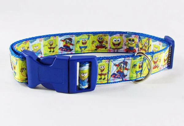 Spongebob dog collar handmade adjustable buckle collar 1" wide or leash Petcollarshandmade