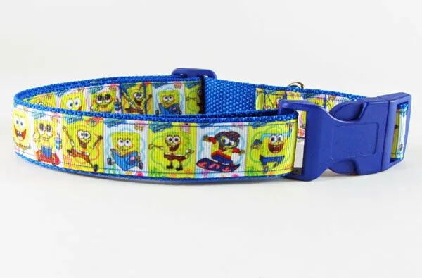 Spongebob dog collar handmade adjustable buckle collar 1" wide or leash Petcollarshandmade