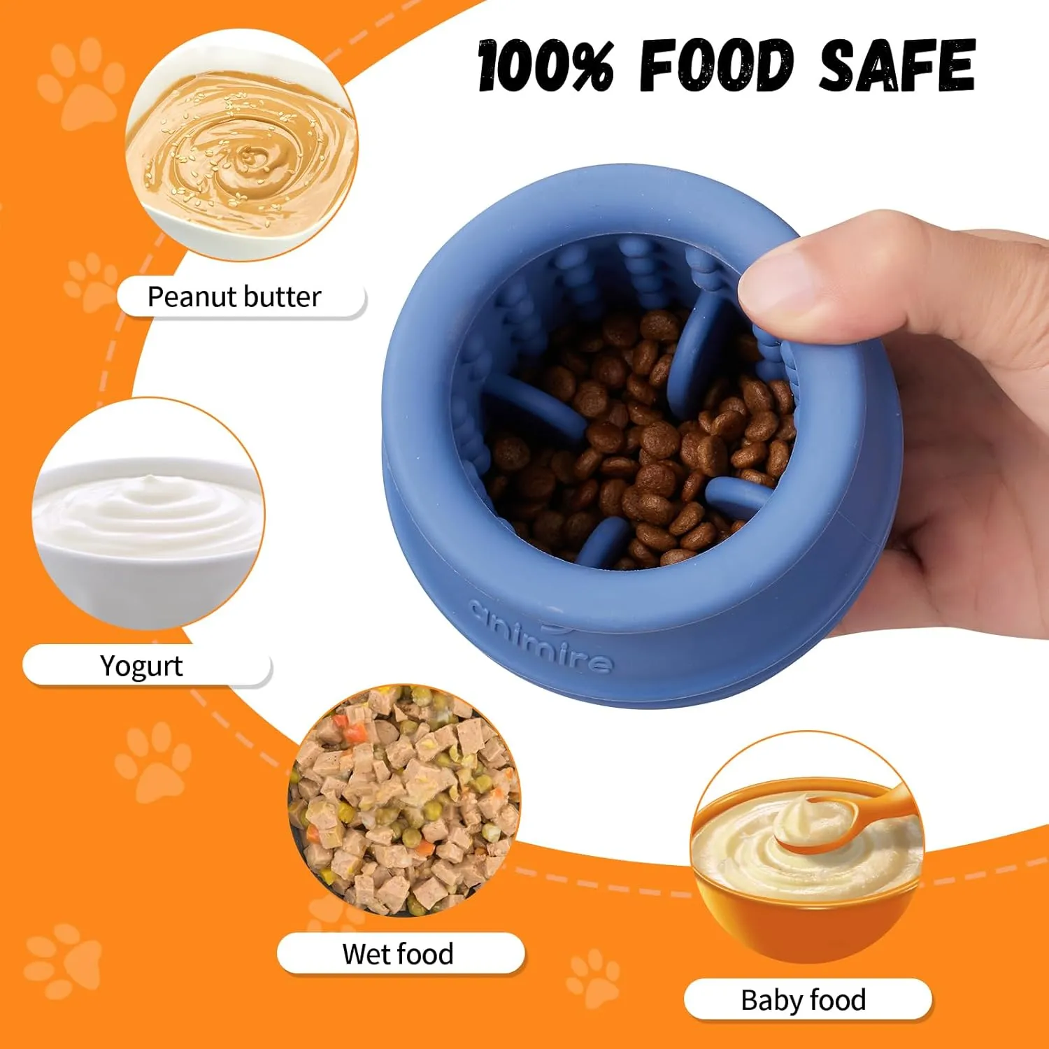 Treat Dispensing Dog Toy, Long-Lasting Interactive Puzzle Toys for Dogs, Stuffable Dog Enrichment Frozen Lick Treat Toy for Boredom, BPA Free Silicone Fetch Catch Chew Toy (Dark Blue,L)