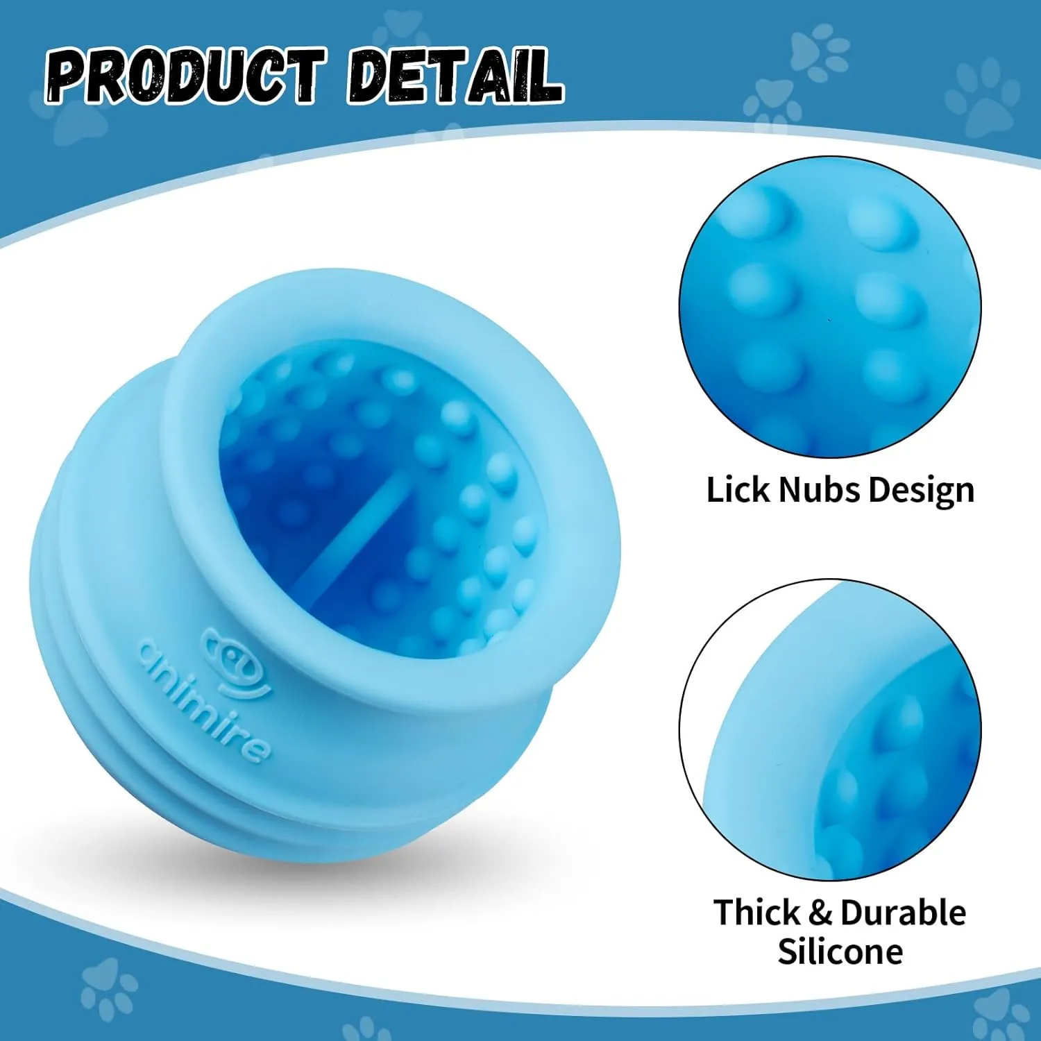 Treat Dispensing Dog Toy, Long-Lasting Interactive Puzzle Toys for Dogs, Stuffable Dog Enrichment Frozen Lick Treat Toy for Boredom, BPA Free Silicone Fetch Catch Chew Toy (Light Blue,L)