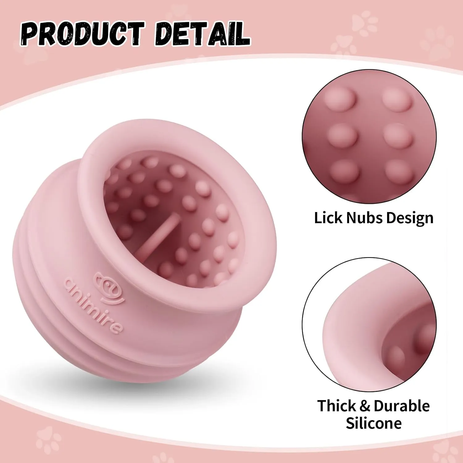 Treat Dispensing Dog Toy, Long-Lasting Interactive Puzzle Toys for Dogs, Stuffable Dog Enrichment Frozen Lick Treat Toy for Boredom, BPA Free Silicone Fetch Catch Chew Toy (Pink,L)