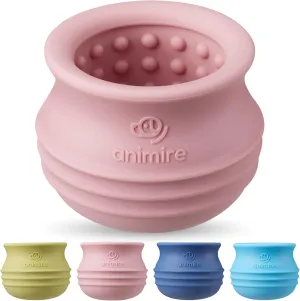 Treat Dispensing Dog Toy, Long-Lasting Interactive Puzzle Toys for Dogs, Stuffable Dog Enrichment Frozen Lick Treat Toy for Boredom, BPA Free Silicone Fetch Catch Chew Toy (Pink,L)