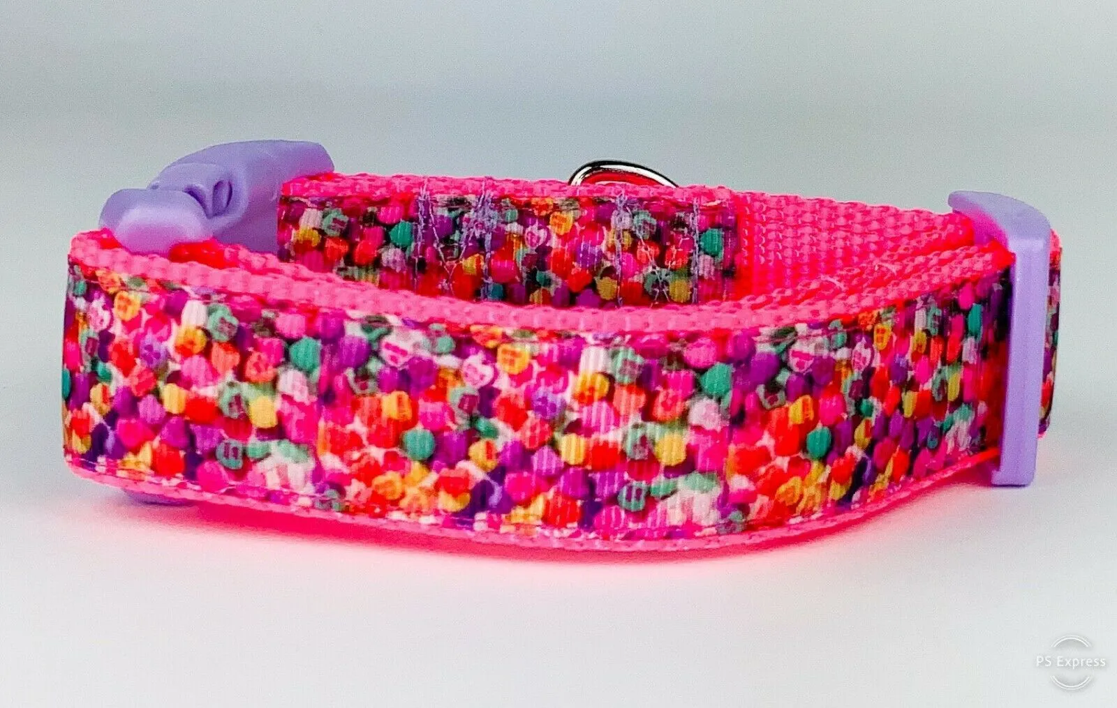 Valentine hearts dog collar handmade adjustable buckle collar 1"wide or leash Petcollarshandmade