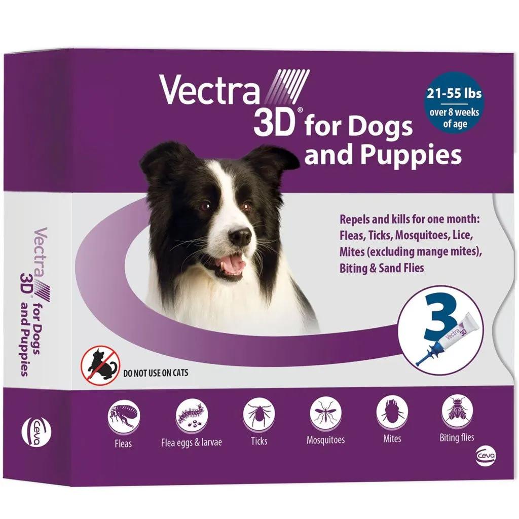 Vectra 3D Flea and Tick Spot Treatment for Dogs & Puppies, 21-55 lbs