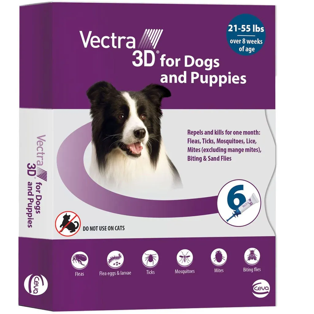 Vectra 3D Flea and Tick Spot Treatment for Dogs & Puppies, 21-55 lbs