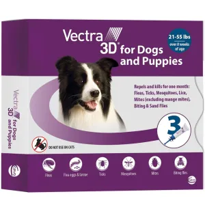 Vectra 3D Flea and Tick Spot Treatment for Dogs & Puppies, 21-55 lbs